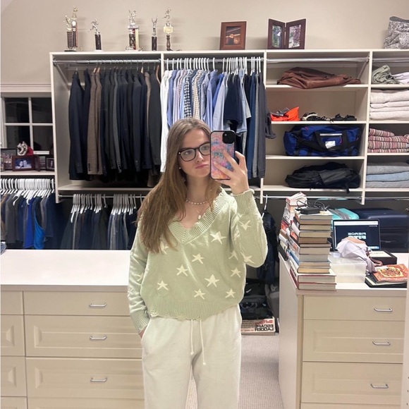 Rock n Rags Green Star fuzzy sweater, size medium, tagged UO for exposure - Picture 1 of 4